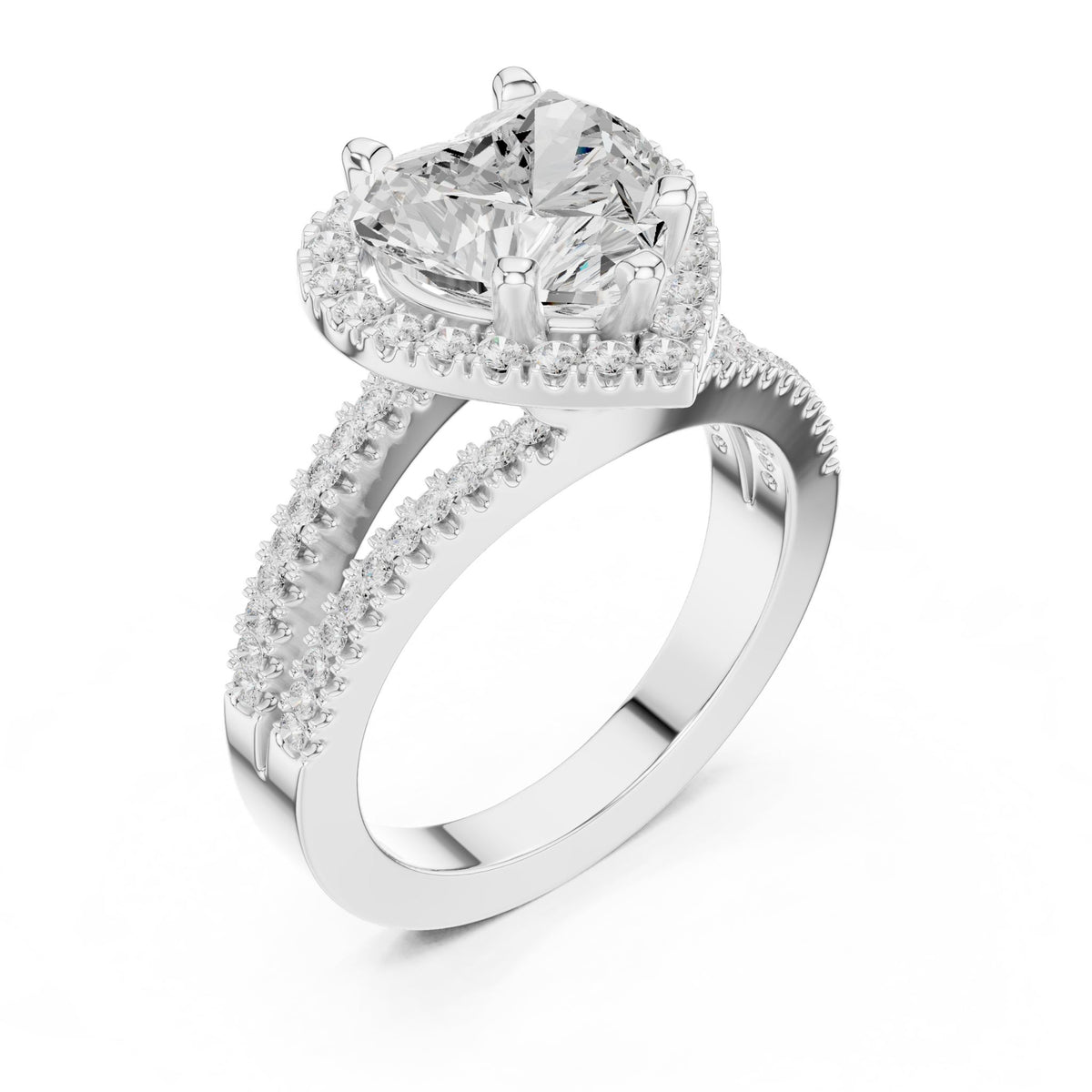 Heart Halo Lab Grown Diamond Engagement Ring