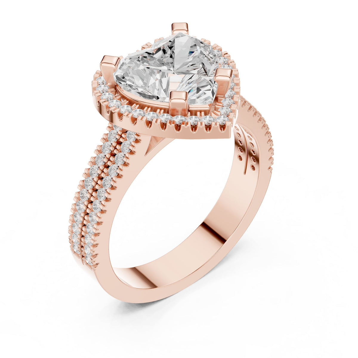 Heart Halo Lab Grown Diamond Engagement Ring