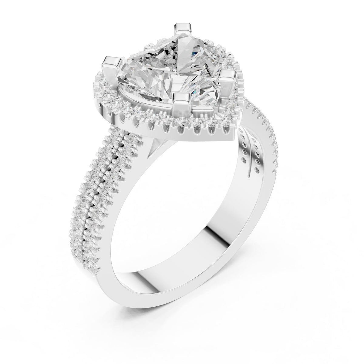Heart Halo Lab Grown Diamond Engagement Ring