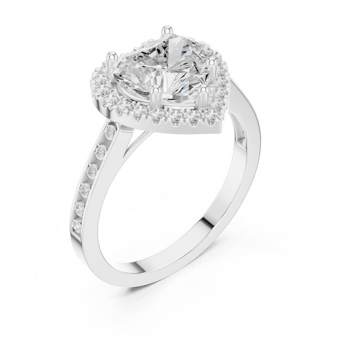 Heart Halo Lab Grown Diamond Engagement Ring