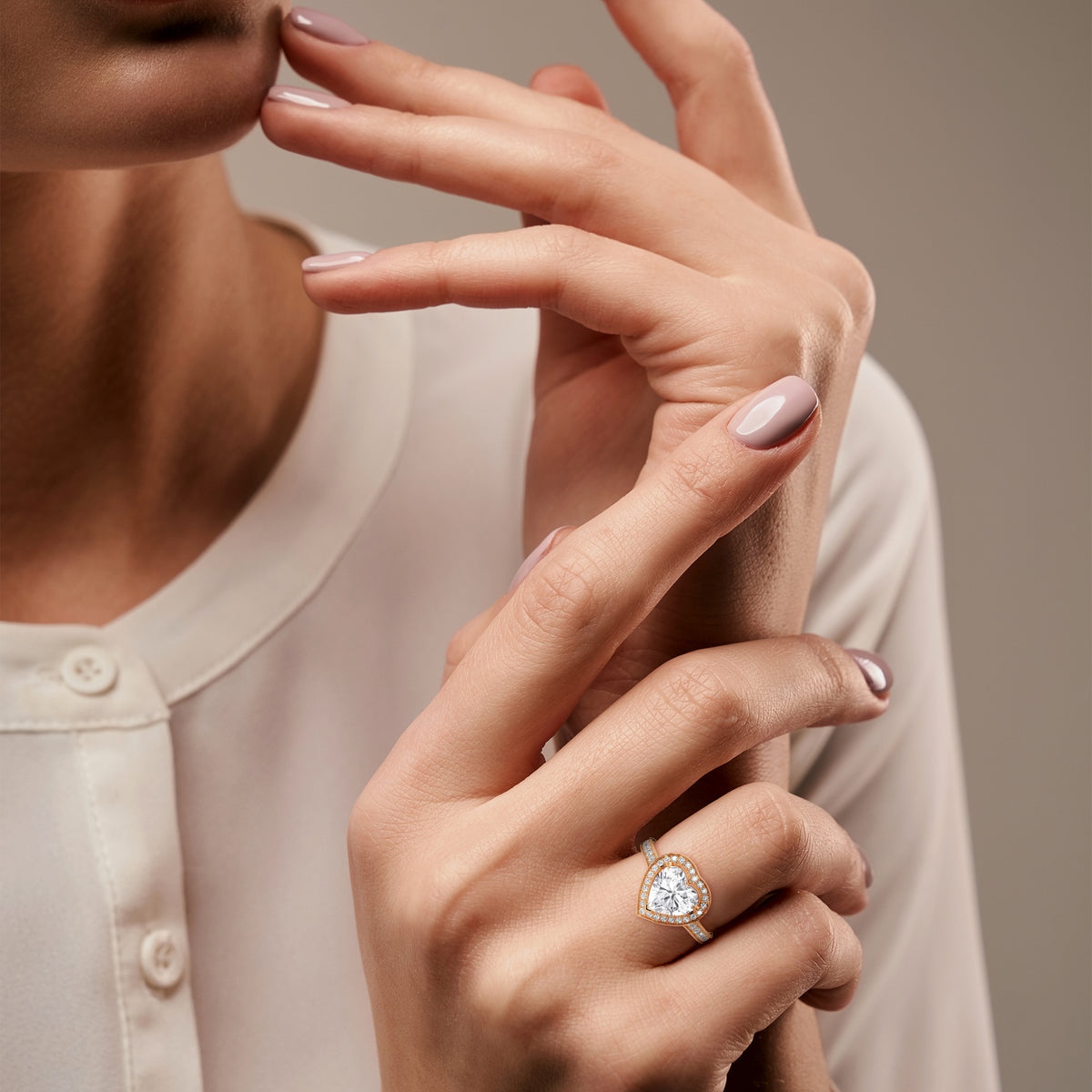 Heart Halo Lab Grown Diamond Engagement Ring