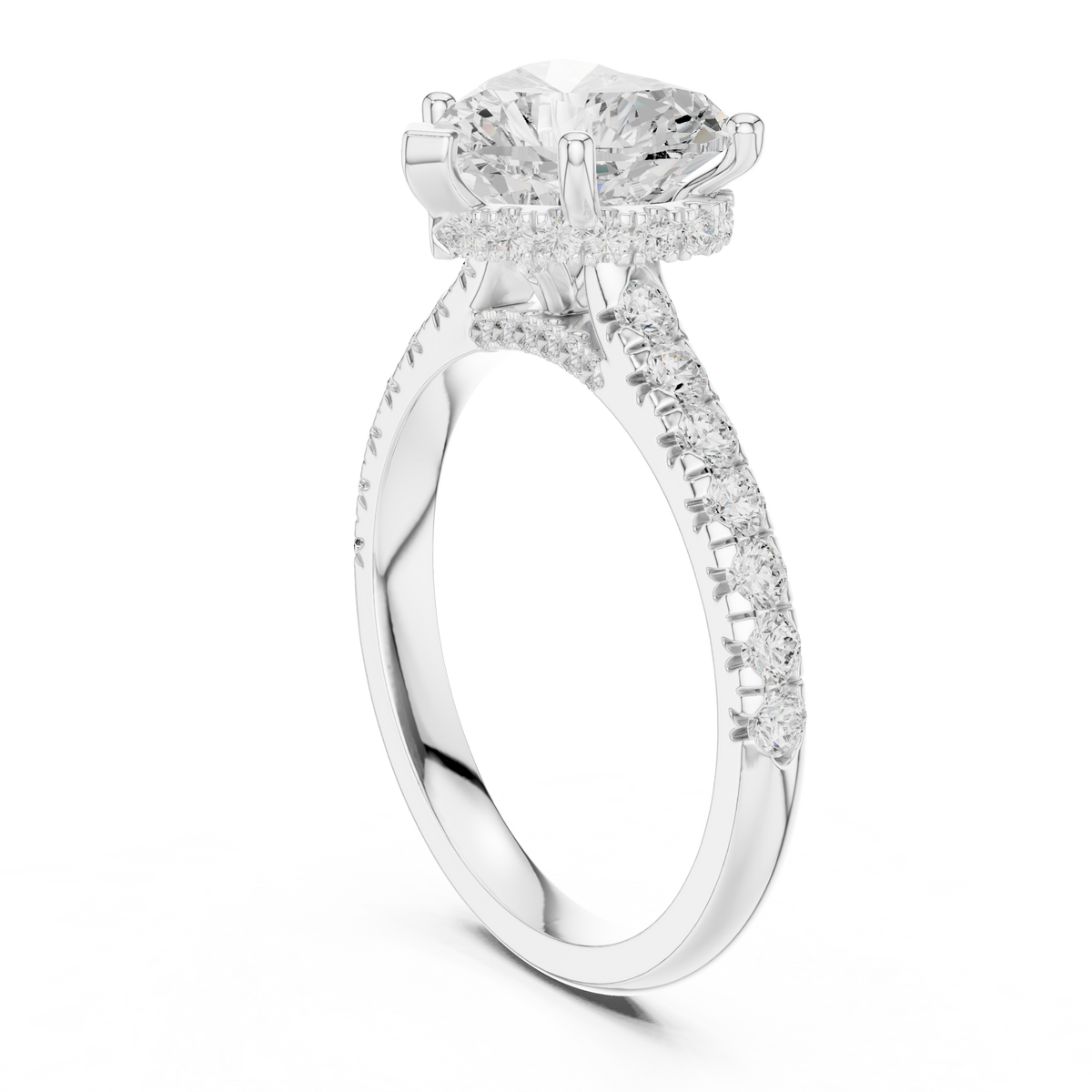 Heart Halo Lab Grown Diamond Engagement Ring
