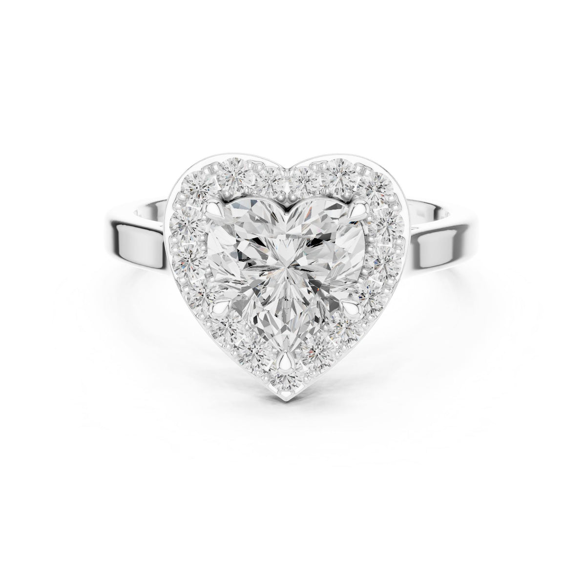Heart Halo Lab Grown Diamond Engagement Ring