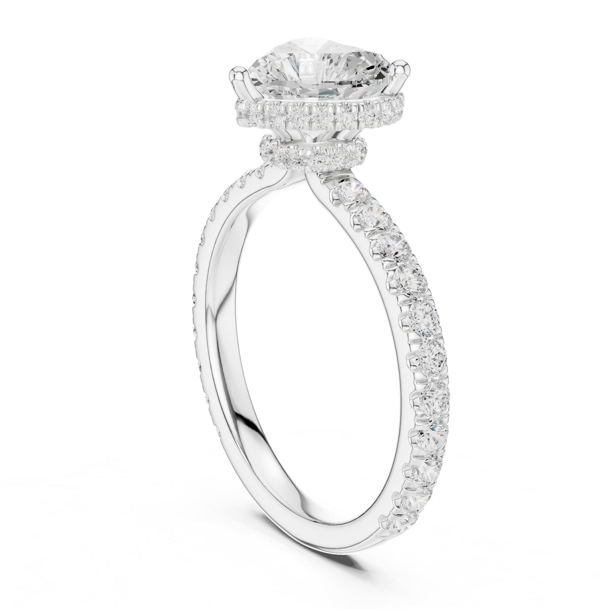 Heart Hidden Halo Lab Grown Diamond Engagement Ring
