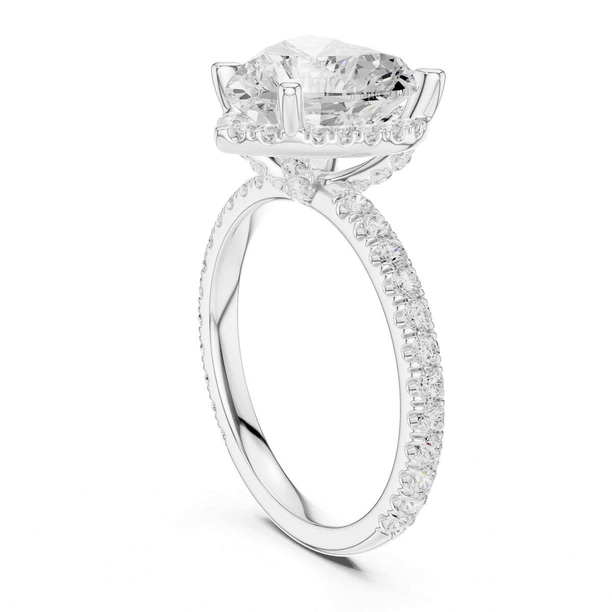 Heart Hidden Halo Lab Grown Diamond Engagement Ring