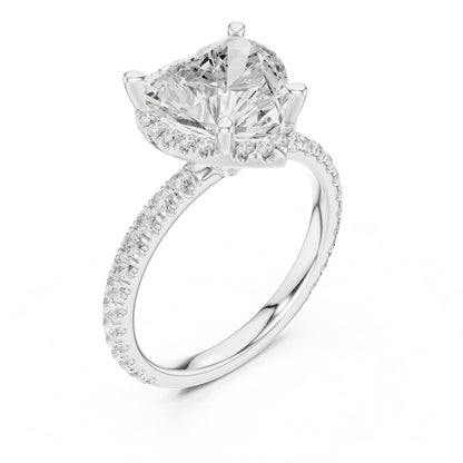 Heart Hidden Halo Lab Grown Diamond Engagement Ring