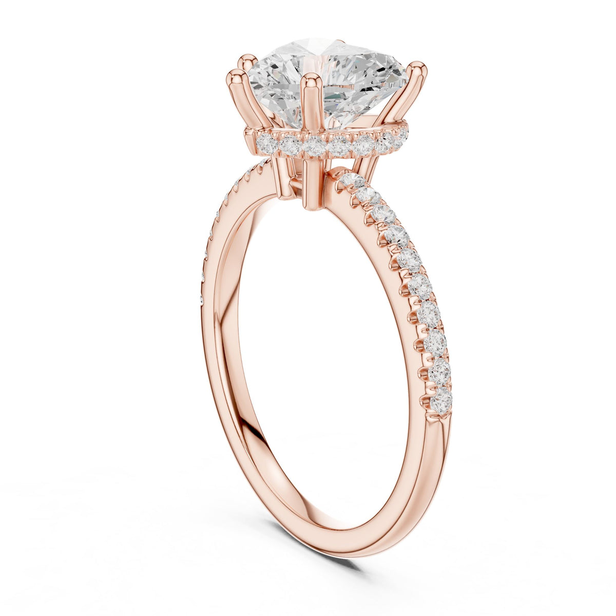 Heart Hidden Halo Lab Grown Diamond Engagement Ring