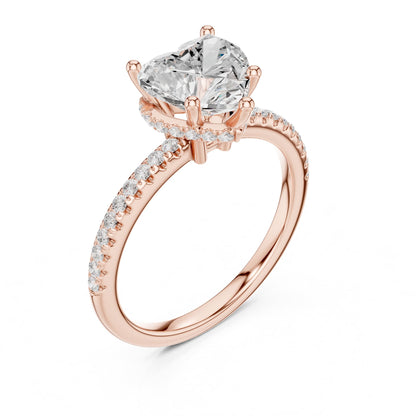Heart Hidden Halo Lab Grown Diamond Engagement Ring