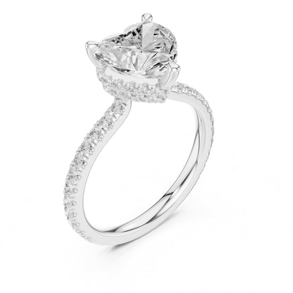 Heart Hidden Halo Lab Grown Diamond Engagement Ring