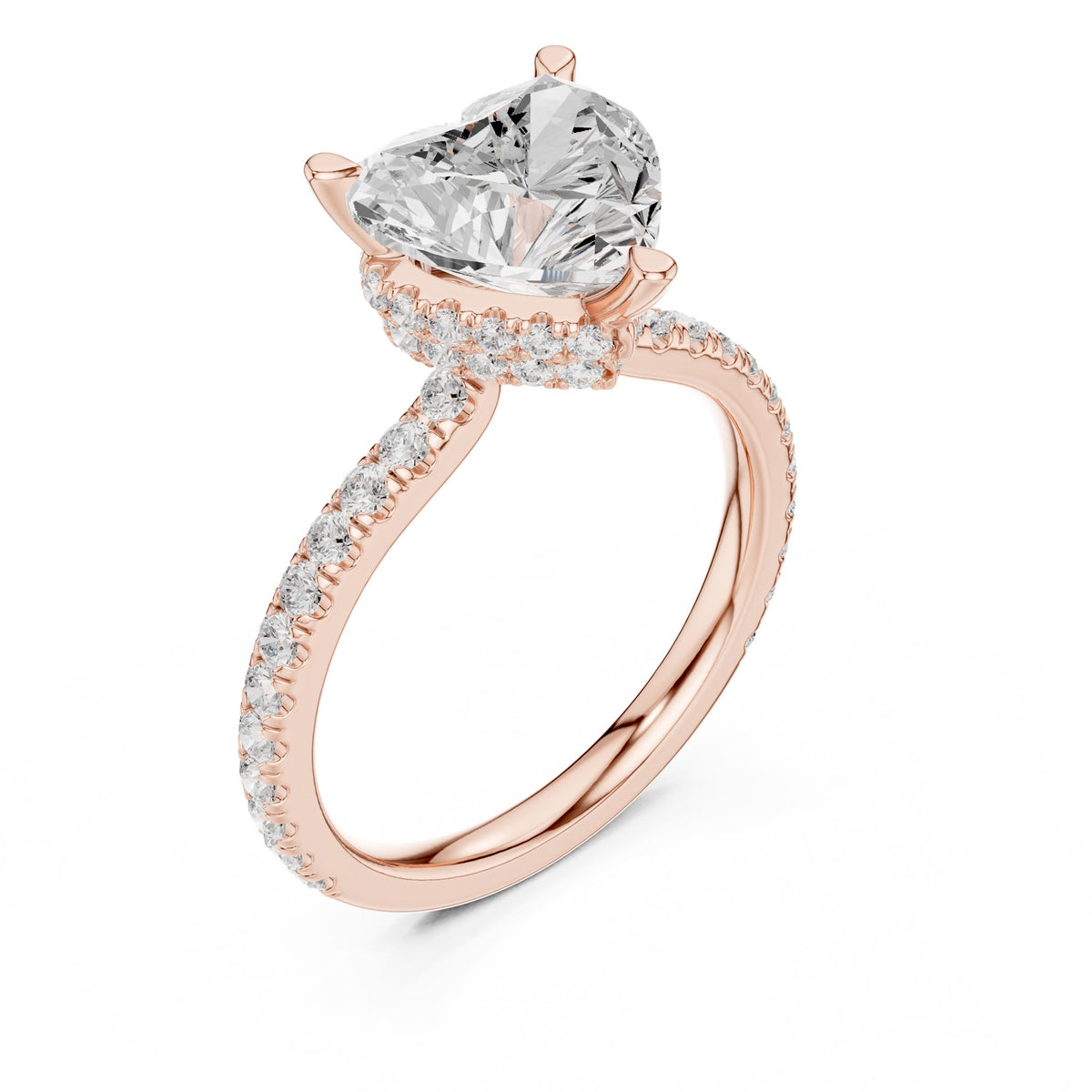 Heart Hidden Halo Lab Grown Diamond Engagement Ring