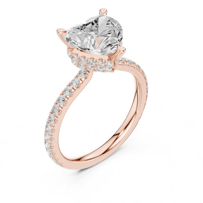 Heart Hidden Halo Lab Grown Diamond Engagement Ring