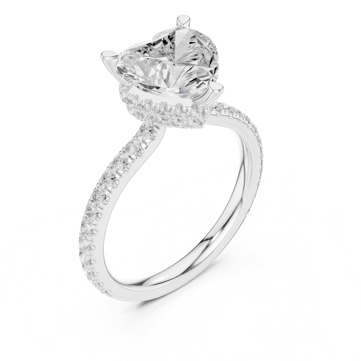 Heart Hidden Halo Lab Grown Diamond Engagement Ring
