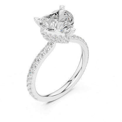 Heart Hidden Halo Lab Grown Diamond Engagement Ring