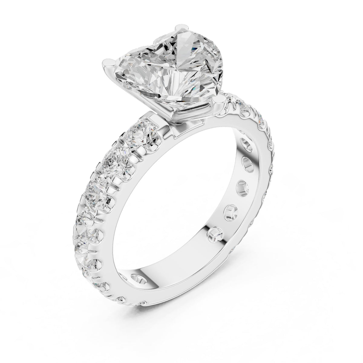 Heart Pave Lab Grown Diamond Engagement Ring