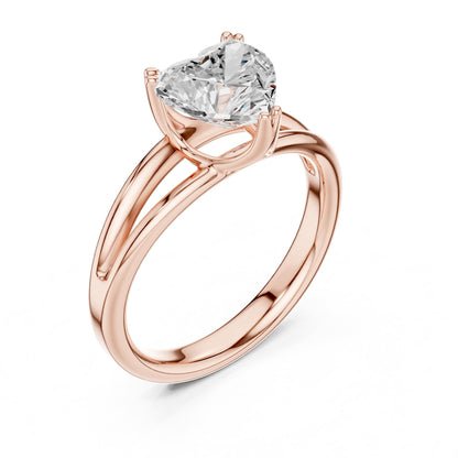 Heart Solitaire Lab Grown Diamond Engagement Ring