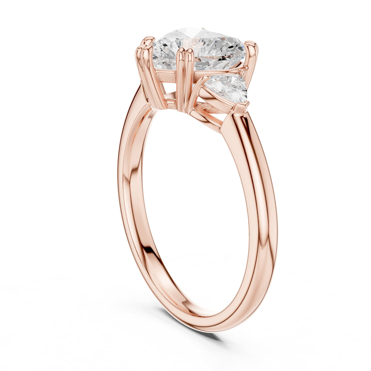 Heart Three Stone Lab Grown Diamond Engagement Ring