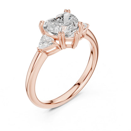 Heart Three Stone Lab Grown Diamond Engagement Ring