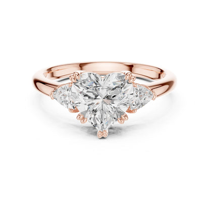 Heart Three Stone Lab Grown Diamond Engagement Ring