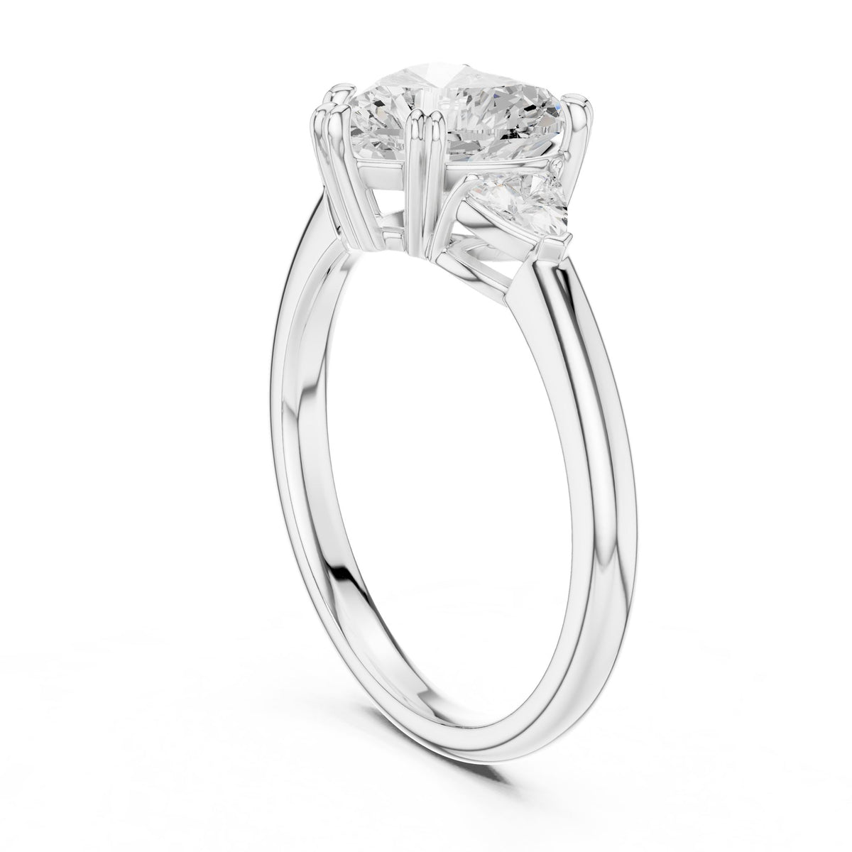 Heart Three Stone Lab Grown Diamond Engagement Ring