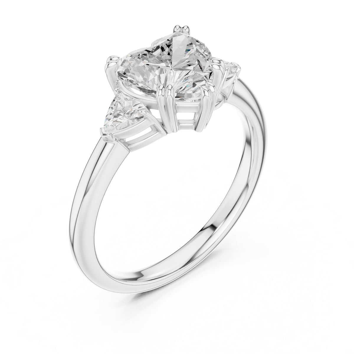 Heart Three Stone Lab Grown Diamond Engagement Ring