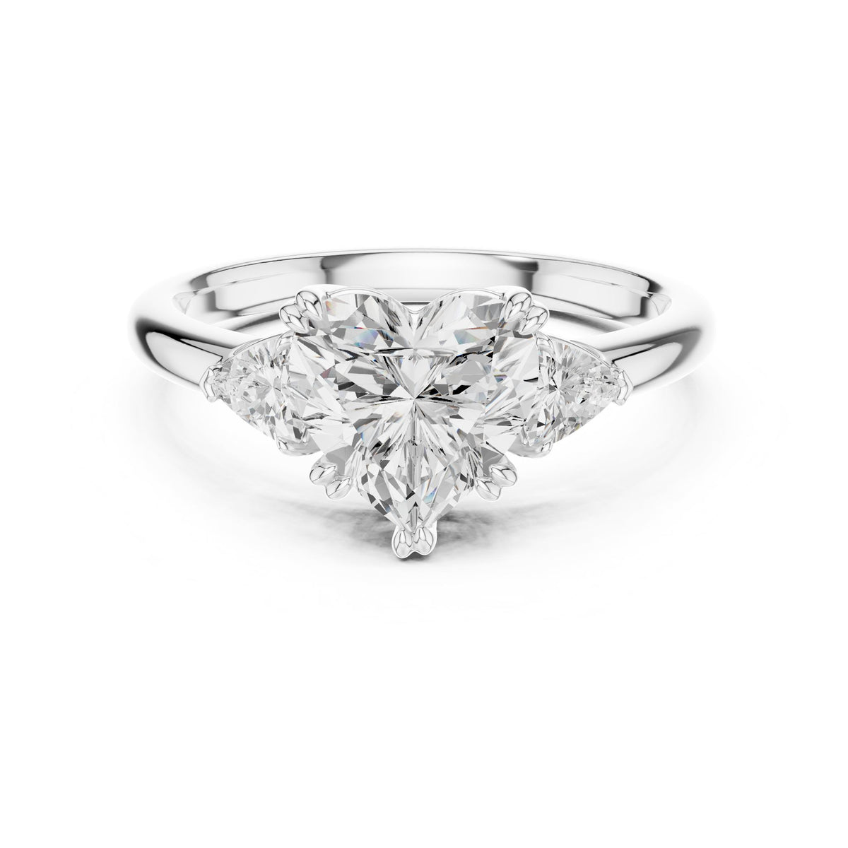 Heart Three Stone Lab Grown Diamond Engagement Ring
