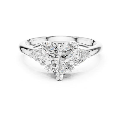 Heart Three Stone Lab Grown Diamond Engagement Ring