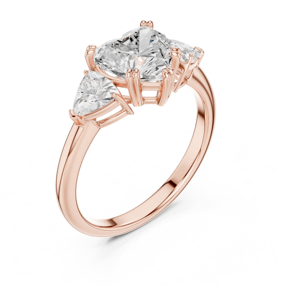 Heart Three Stone Lab Grown Diamond Engagement Ring