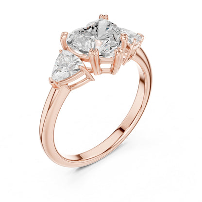 Heart Three Stone Lab Grown Diamond Engagement Ring