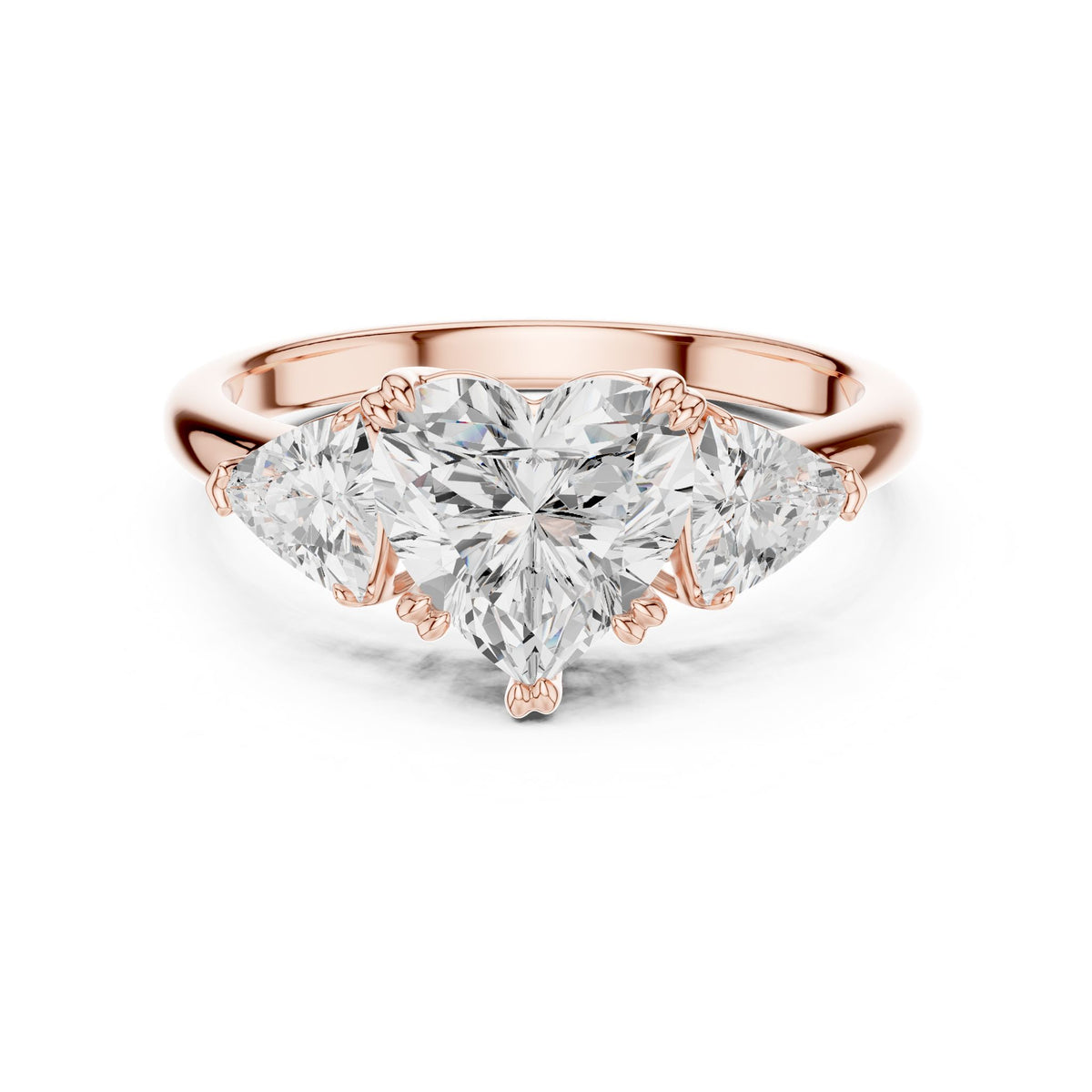Heart Three Stone Lab Grown Diamond Engagement Ring