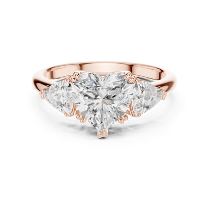Heart Three Stone Lab Grown Diamond Engagement Ring