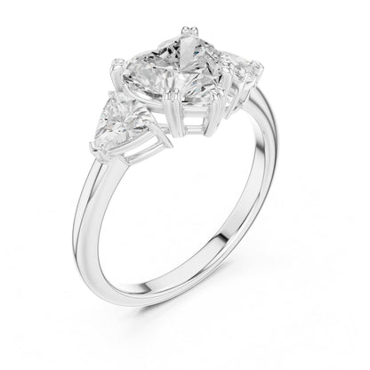 Heart Three Stone Lab Grown Diamond Engagement Ring