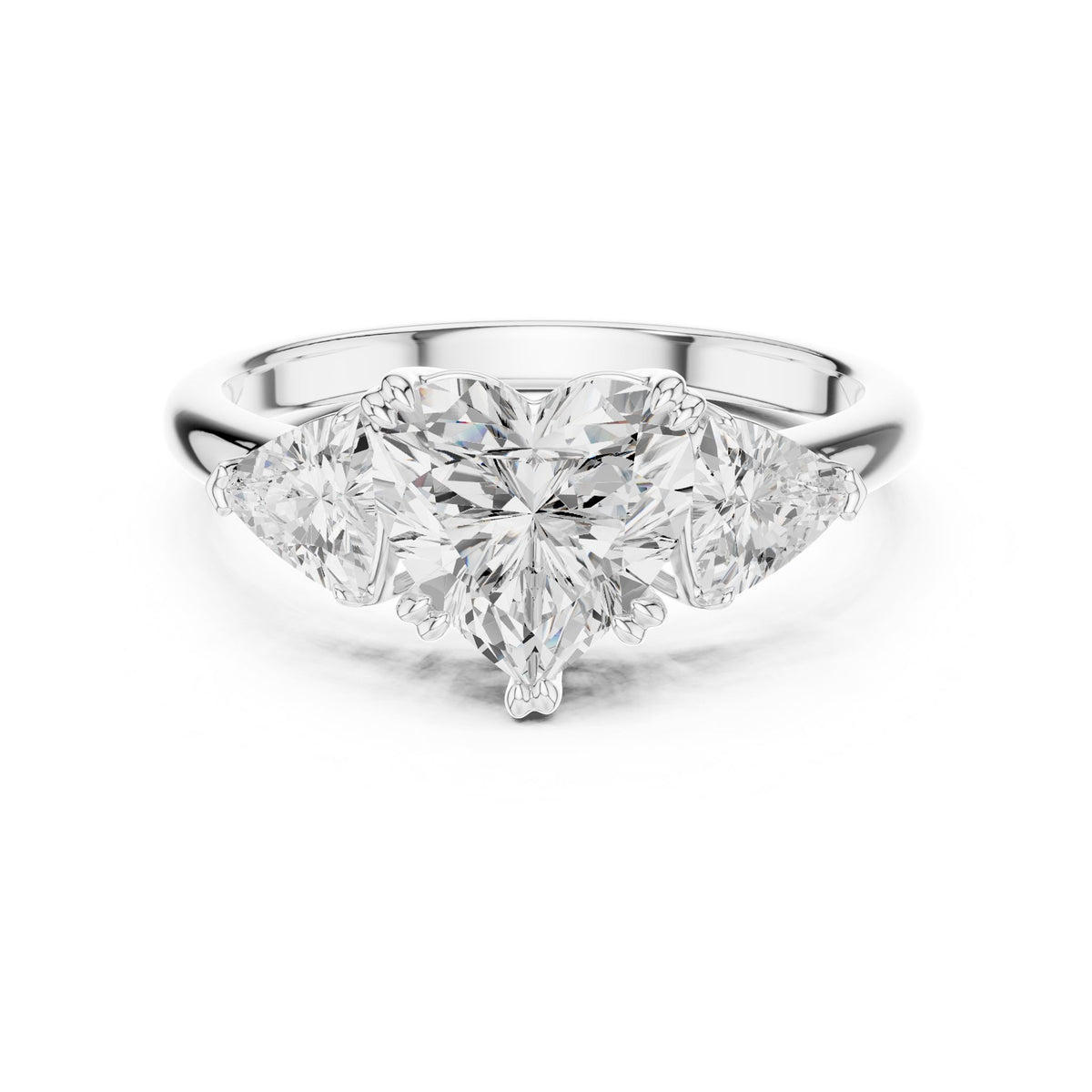 Heart Three Stone Lab Grown Diamond Engagement Ring