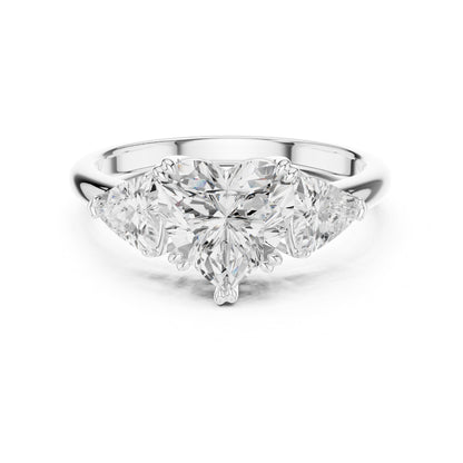 Heart Three Stone Lab Grown Diamond Engagement Ring