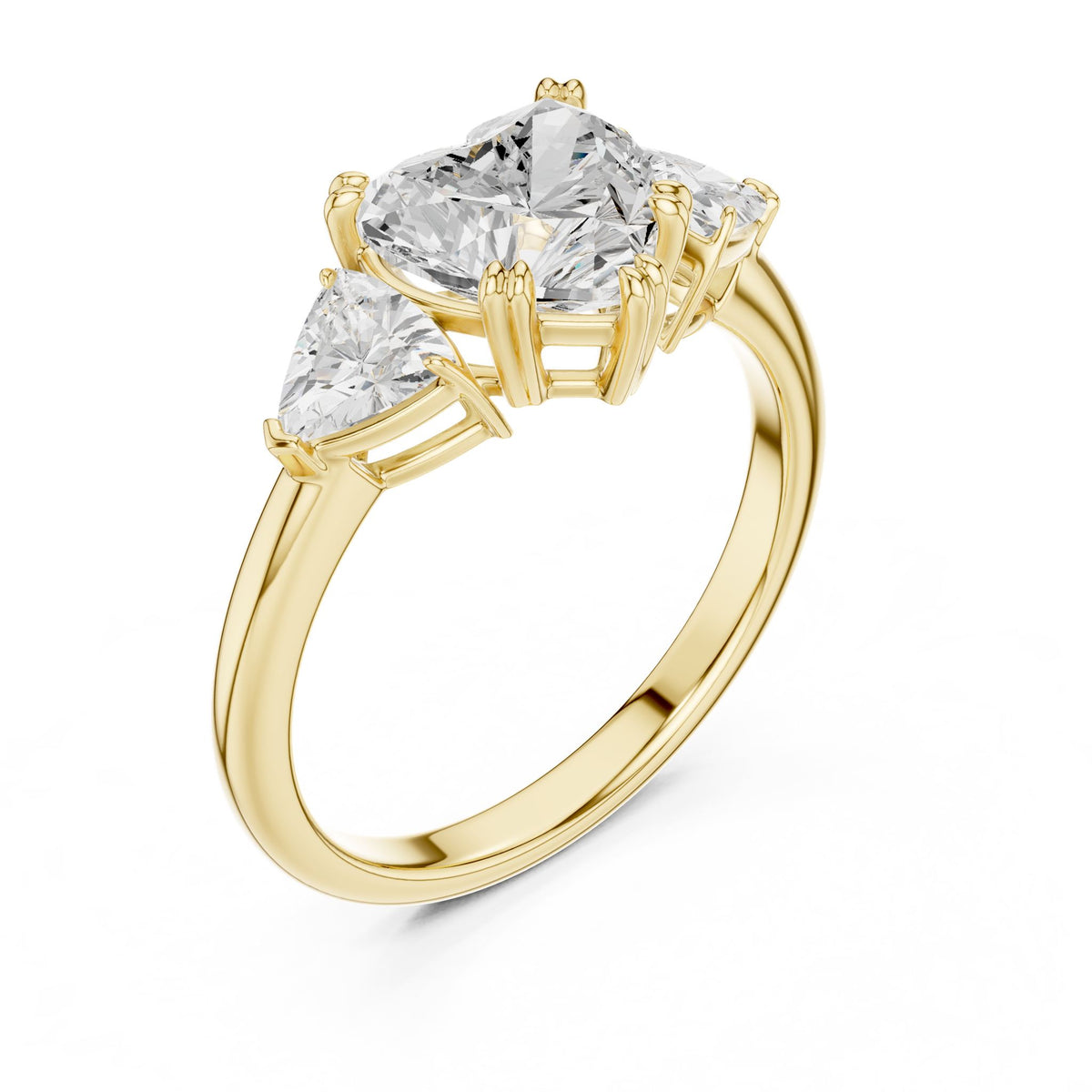 Heart Three Stone Lab Grown Diamond Engagement Ring