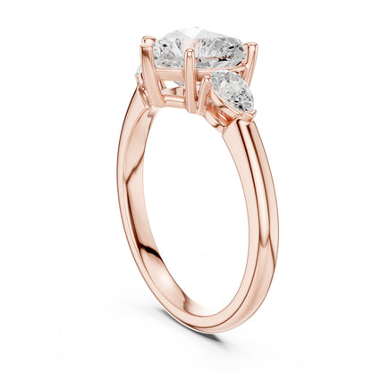 Heart Three Stone Lab Grown Diamond Engagement Ring