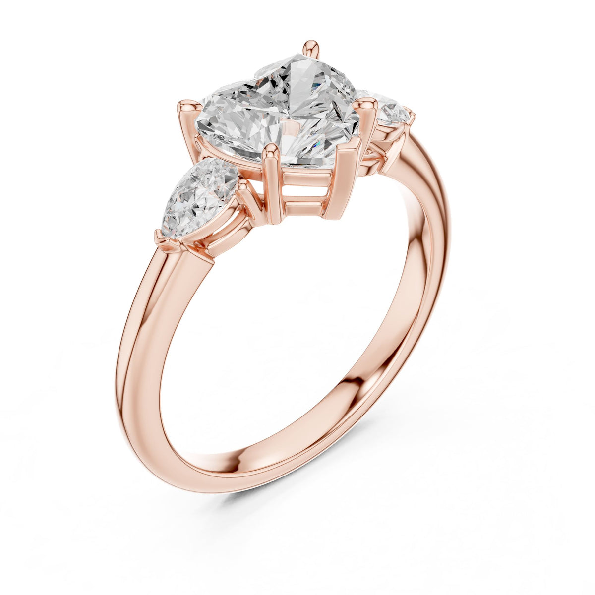 Heart Three Stone Lab Grown Diamond Engagement Ring
