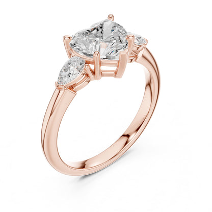 Heart Three Stone Lab Grown Diamond Engagement Ring