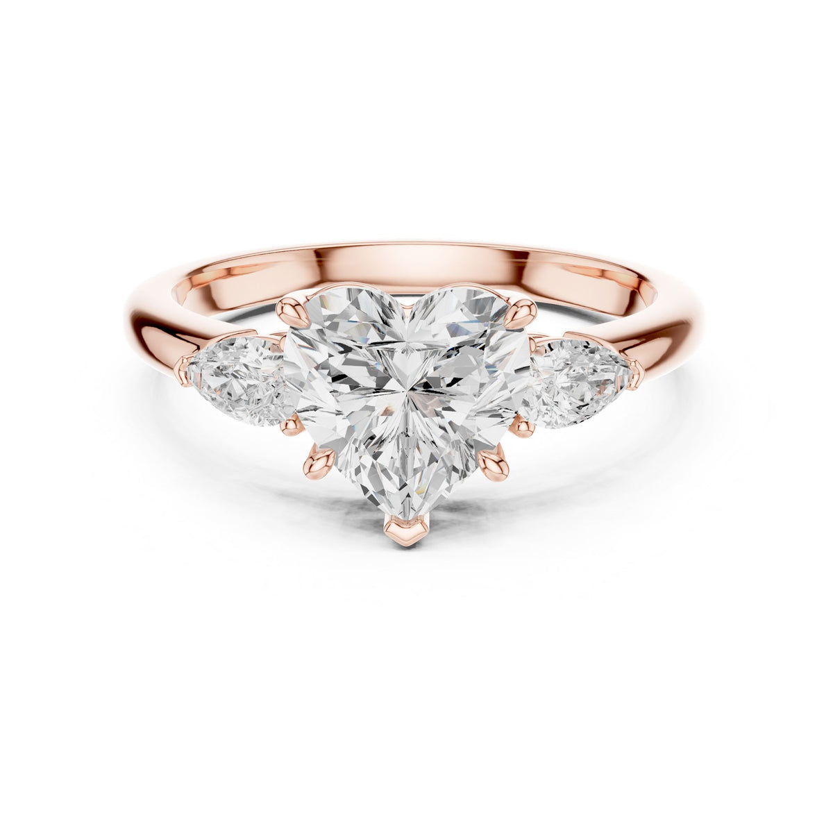 Heart Three Stone Lab Grown Diamond Engagement Ring