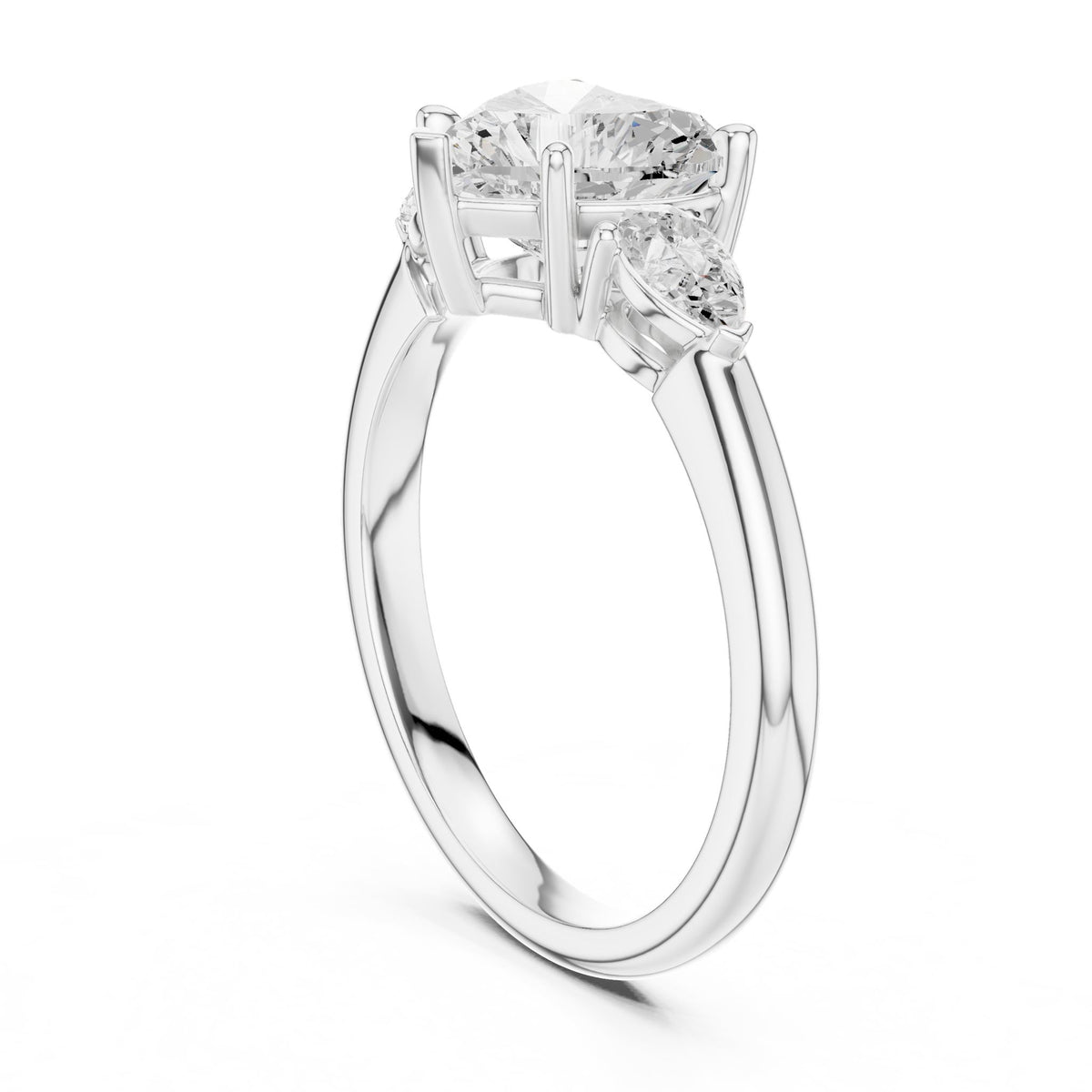 Heart Three Stone Lab Grown Diamond Engagement Ring