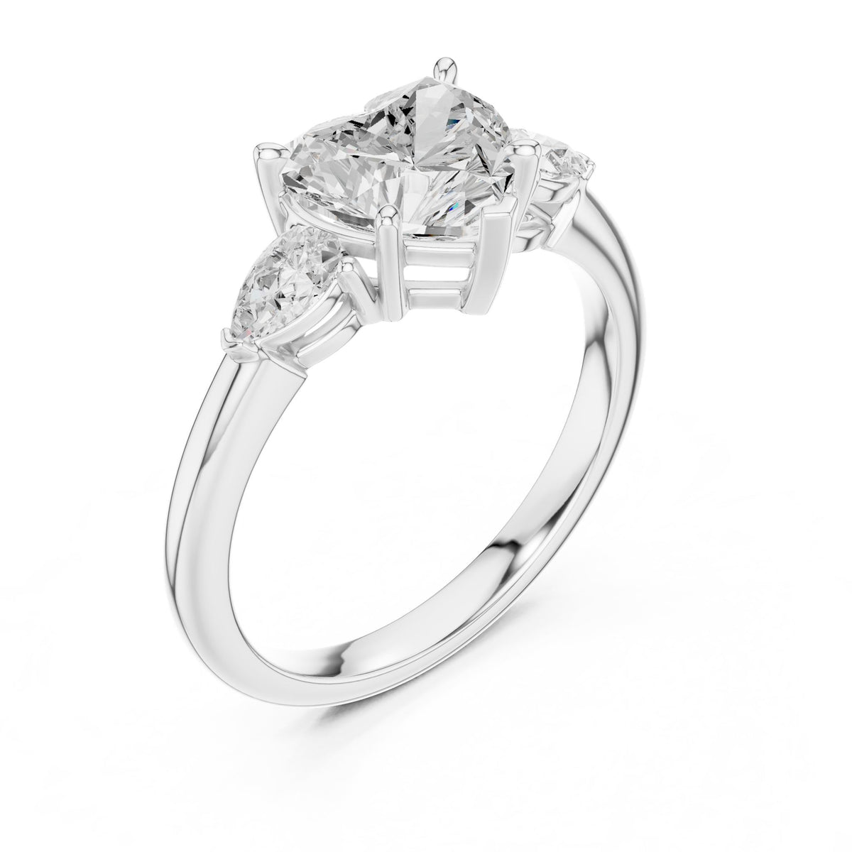 Heart Three Stone Lab Grown Diamond Engagement Ring