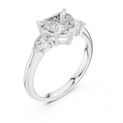 Heart Three Stone Lab Grown Diamond Engagement Ring