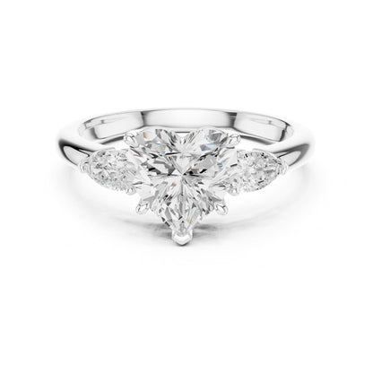Heart Three Stone Lab Grown Diamond Engagement Ring