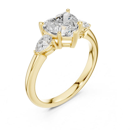 Heart Three Stone Lab Grown Diamond Engagement Ring