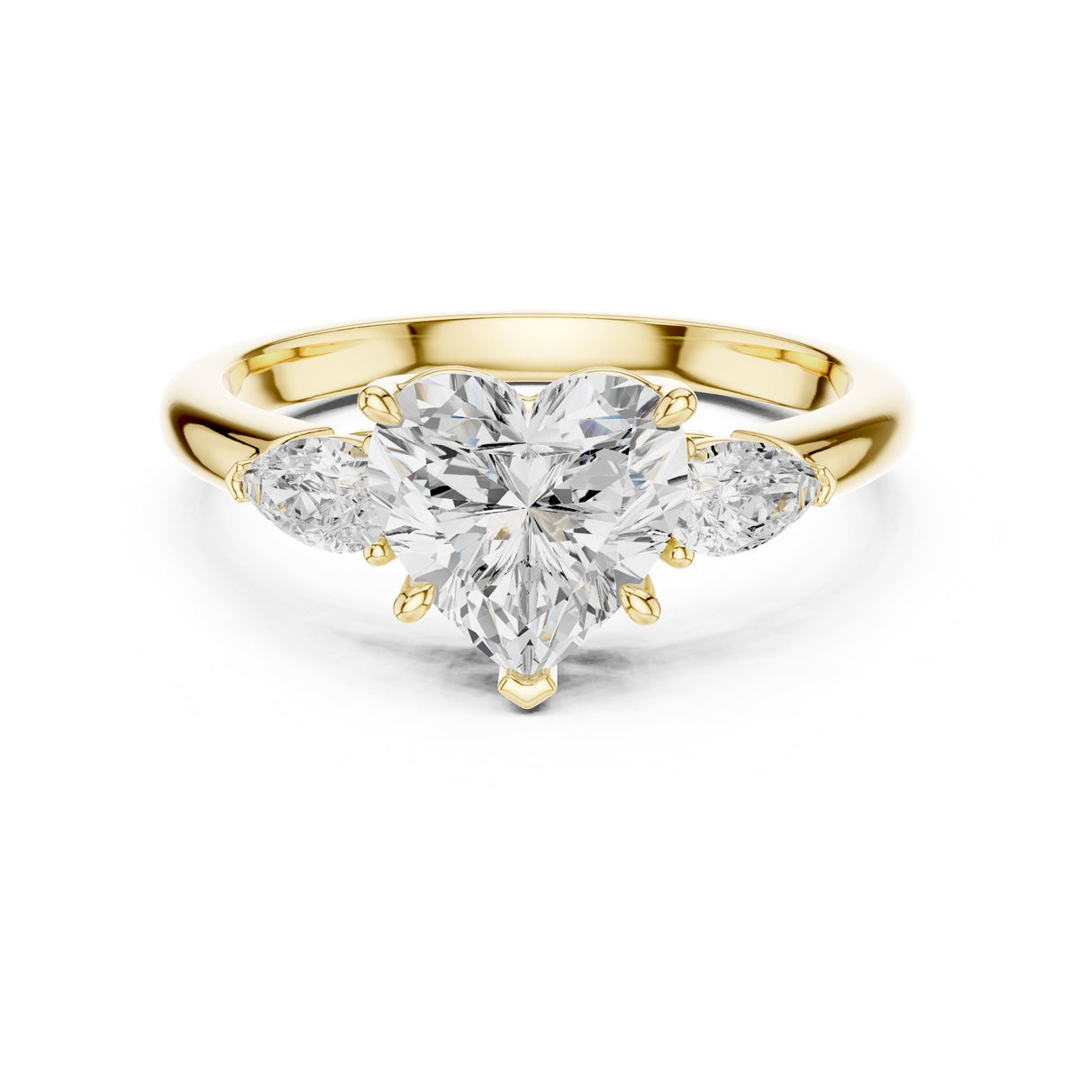 Heart Three Stone Lab Grown Diamond Engagement Ring
