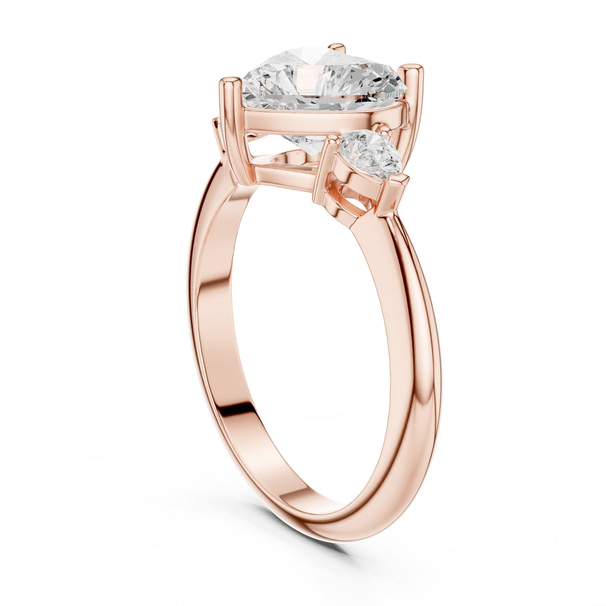 Heart Three Stone Lab Grown Diamond Engagement Ring