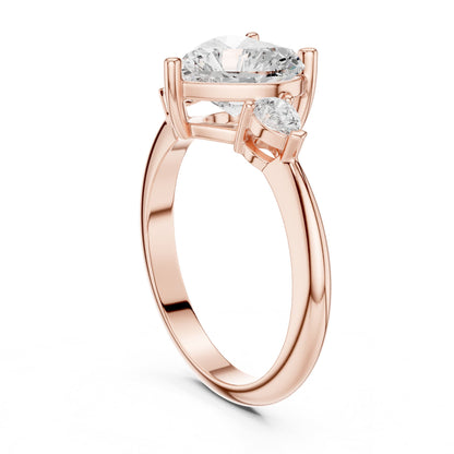 Heart Three Stone Lab Grown Diamond Engagement Ring