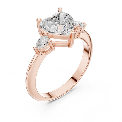 Heart Three Stone Lab Grown Diamond Engagement Ring
