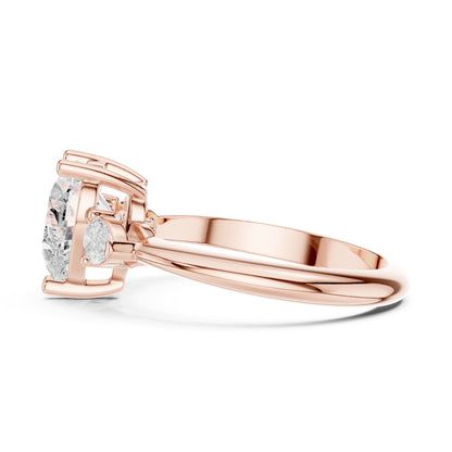 Heart Three Stone Lab Grown Diamond Engagement Ring