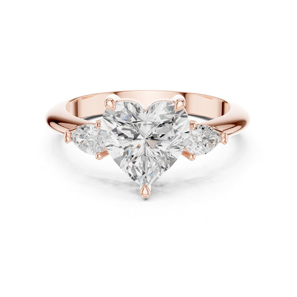Heart Three Stone Lab Grown Diamond Engagement Ring