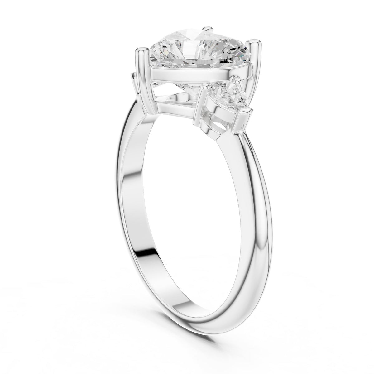 Heart Three Stone Lab Grown Diamond Engagement Ring